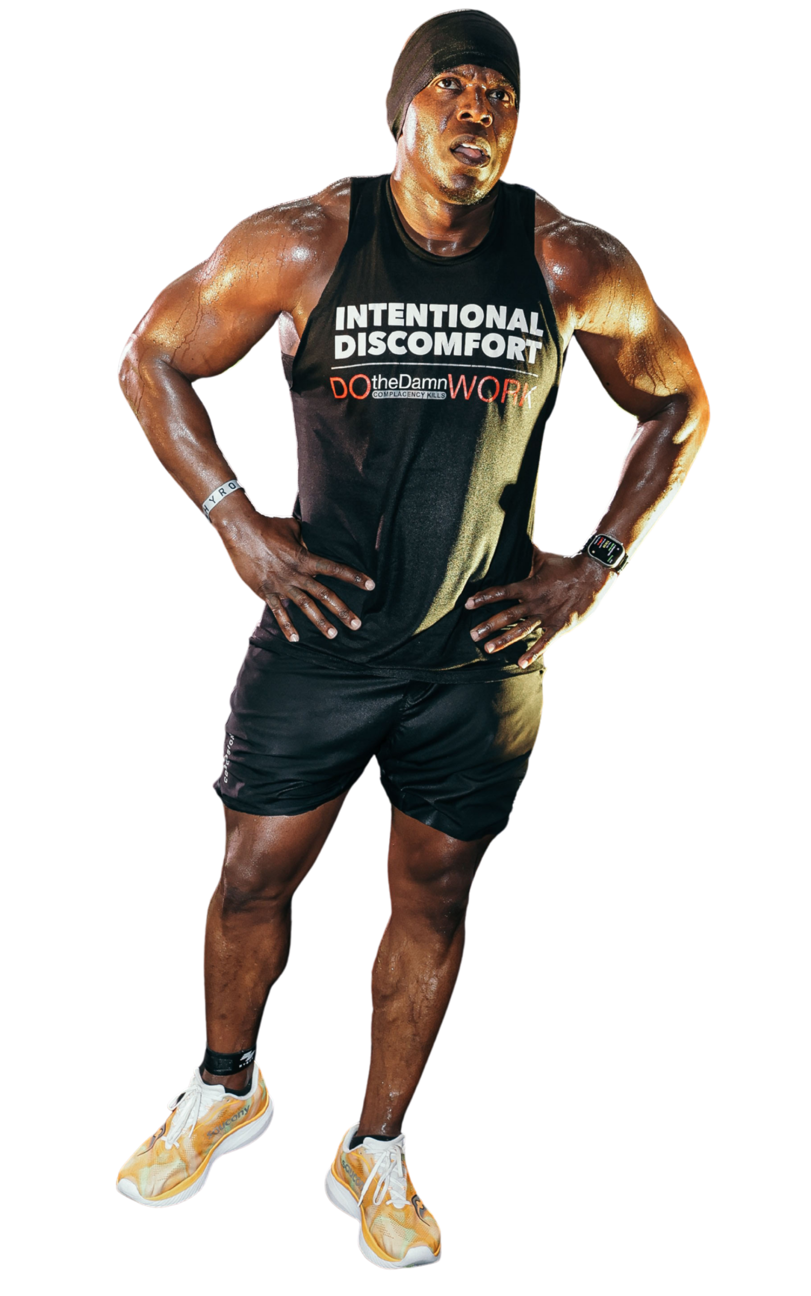 Picture of Life is REPS founder, Donovan Owens, sweaty in athletic gear that says intentional discomfort